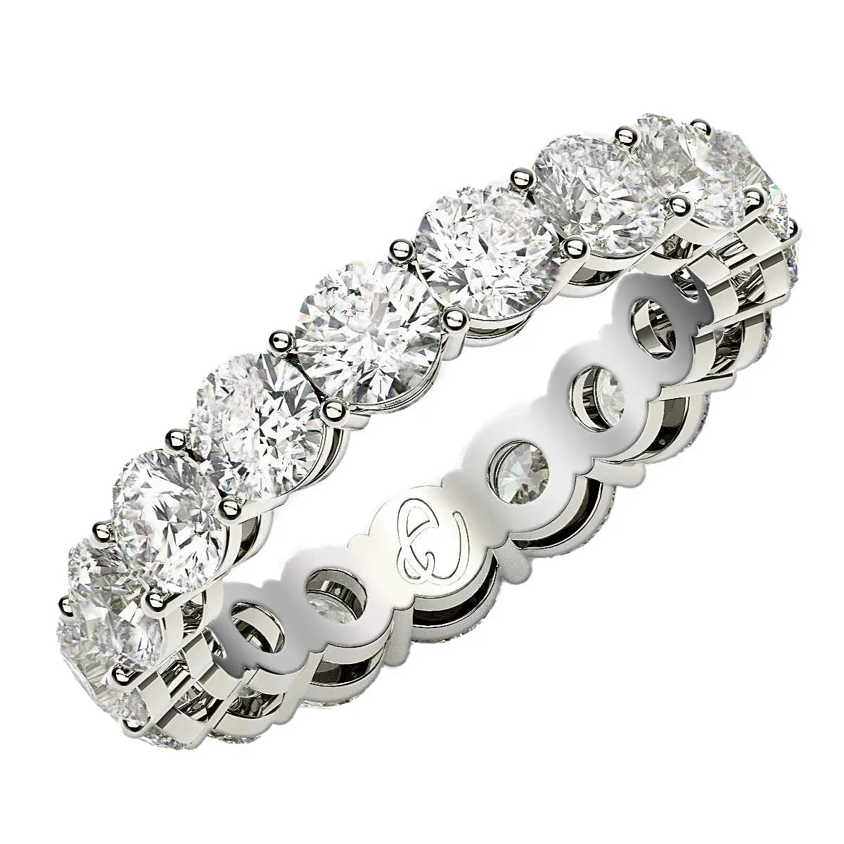 Round Cut Lab Grown Diamond Eternity Ring In 14K White Gold (3 Cttw Fg/Vs2) 1