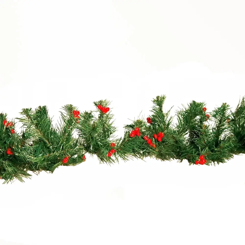9' Noble Fir Non-Lit Artificial Christmas Garland With Red Berries 1