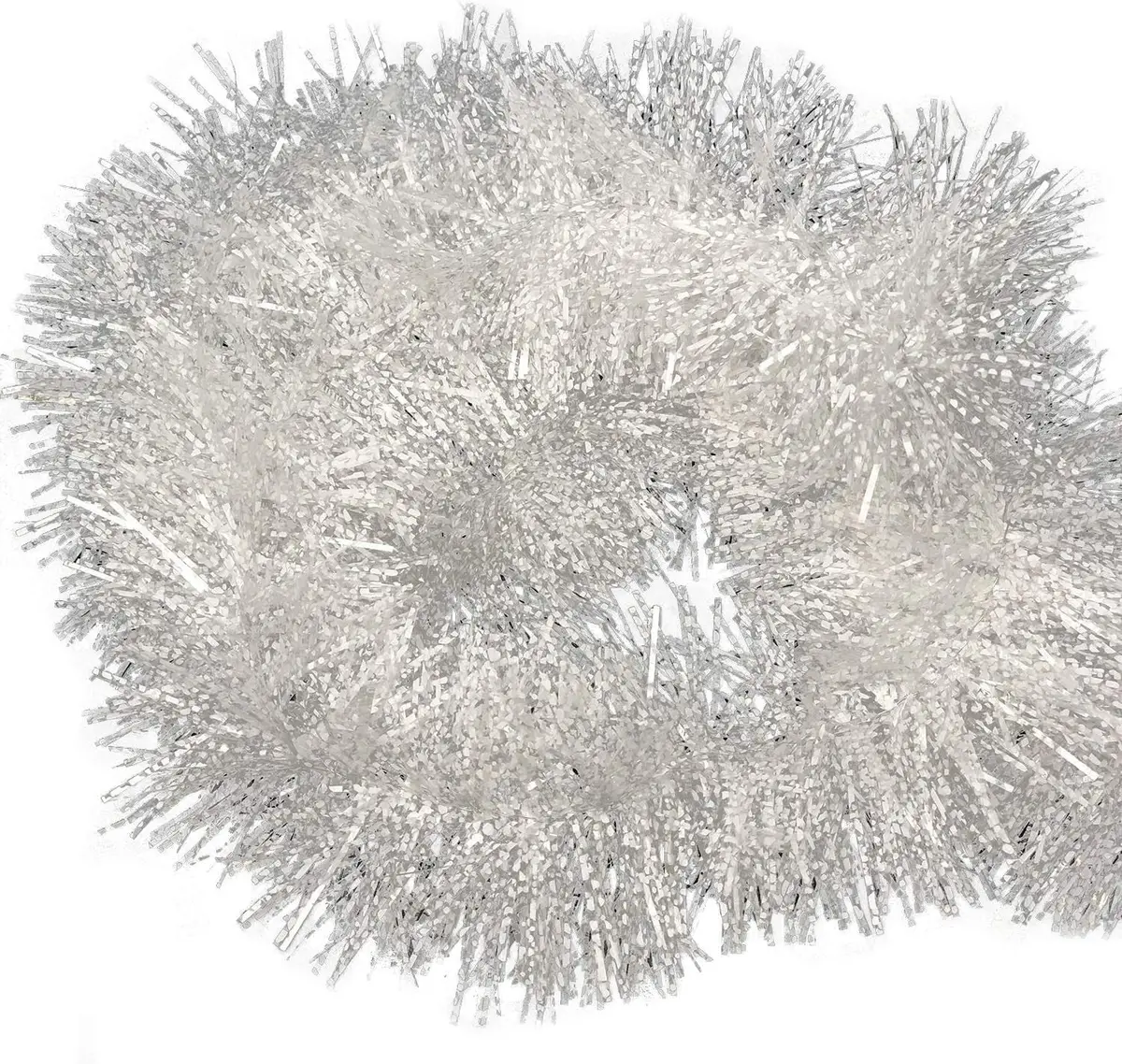 15' White Snowy Tinsel Christmas Garland 1