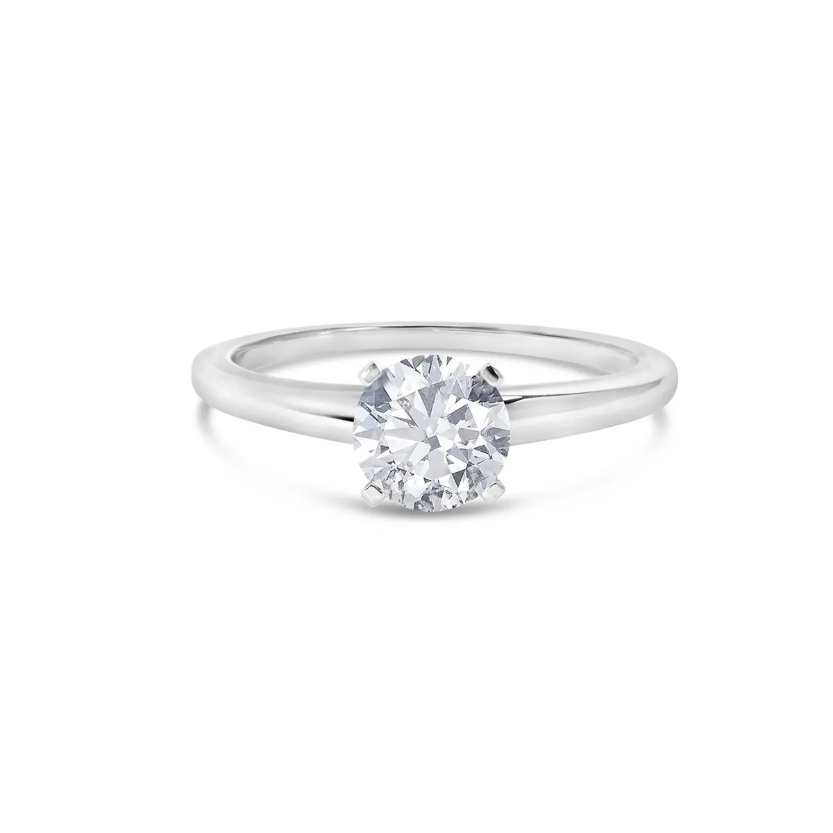 14K White Gold 1.0 Cttw Round Lab Grown Diamond 4 Prong Solitaire Engagement Ring (F-G Color, Vs2-Si1 Clarity) - Ring Size 7 1