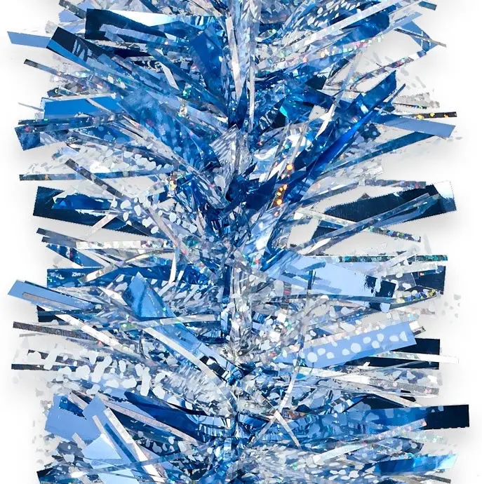 10' Deluxe Blue And Silver Tinsel Garland 1