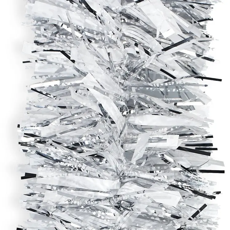 10' Decorator Silver Snowy White Tinsel Christmas Garland 1