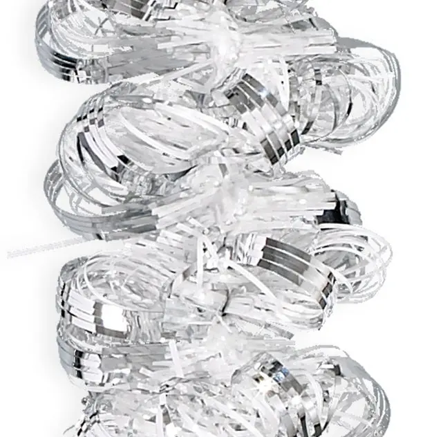 12' Deluxe Silver White Angel Hair Tinsel Garland 1