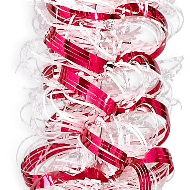 12' Deluxe Red And Snowy White Looped Angel Hair Garland 1