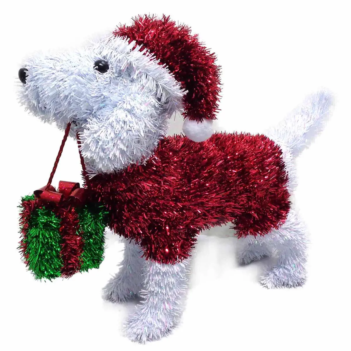 3D Christmas Dog Tinsel Decoration With Gift 1
