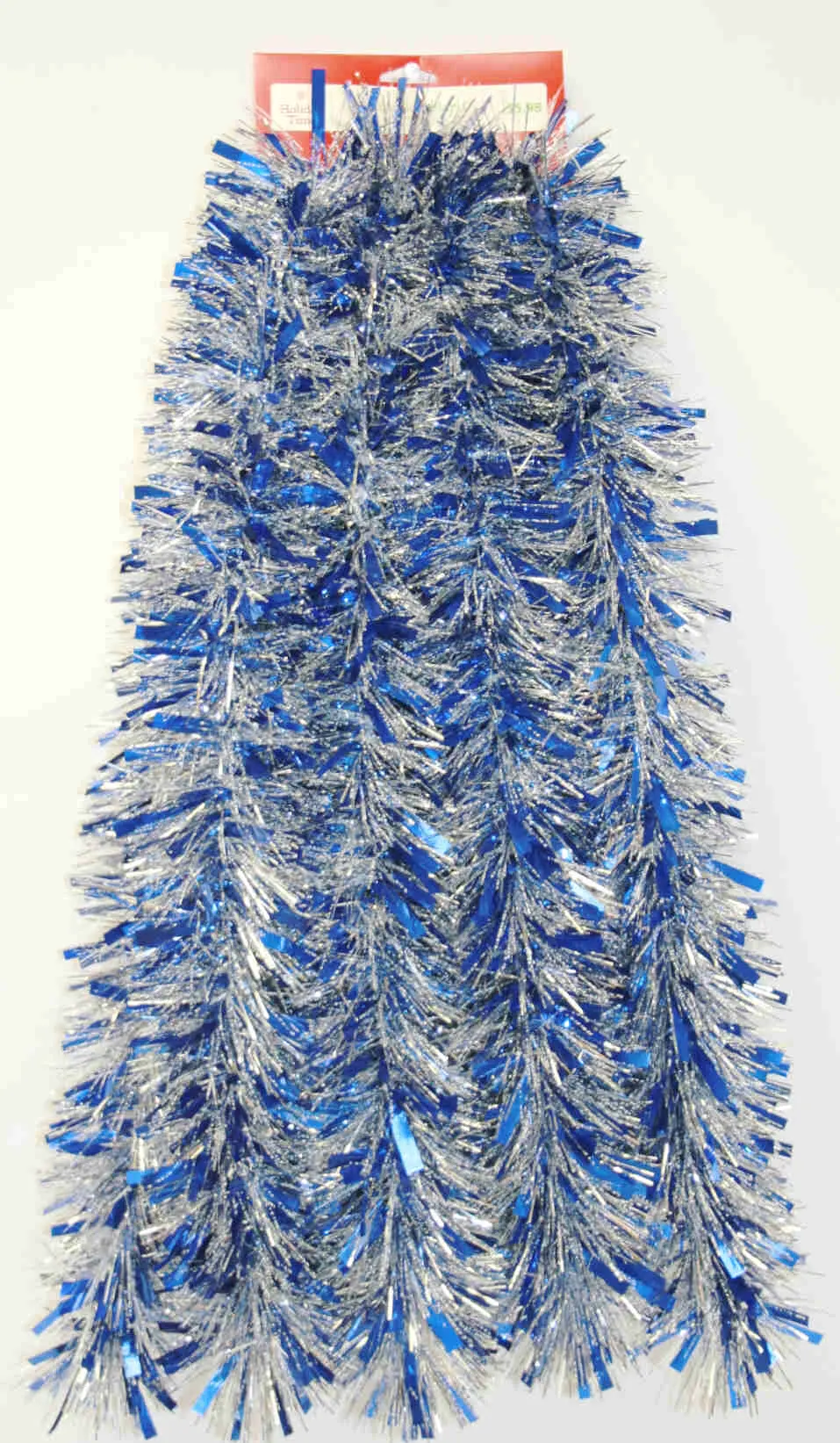 10' Wide Cut Blue, Silver And Snowy White Tinsel Garland 2