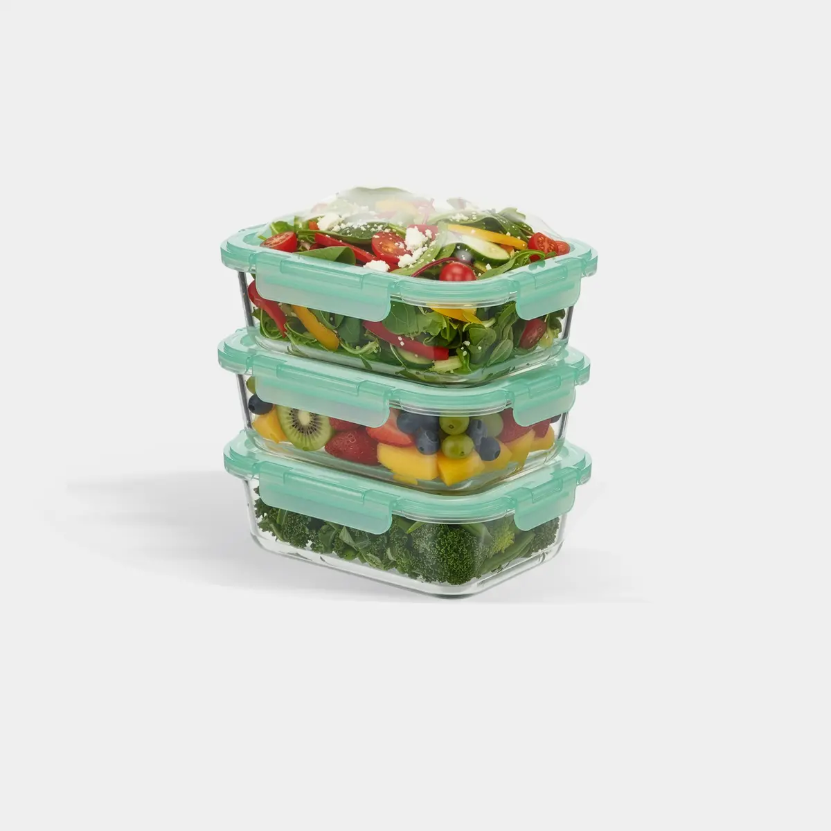 Genicook Glass Containers With Flexible Silicone Lids - Set Of 3 1