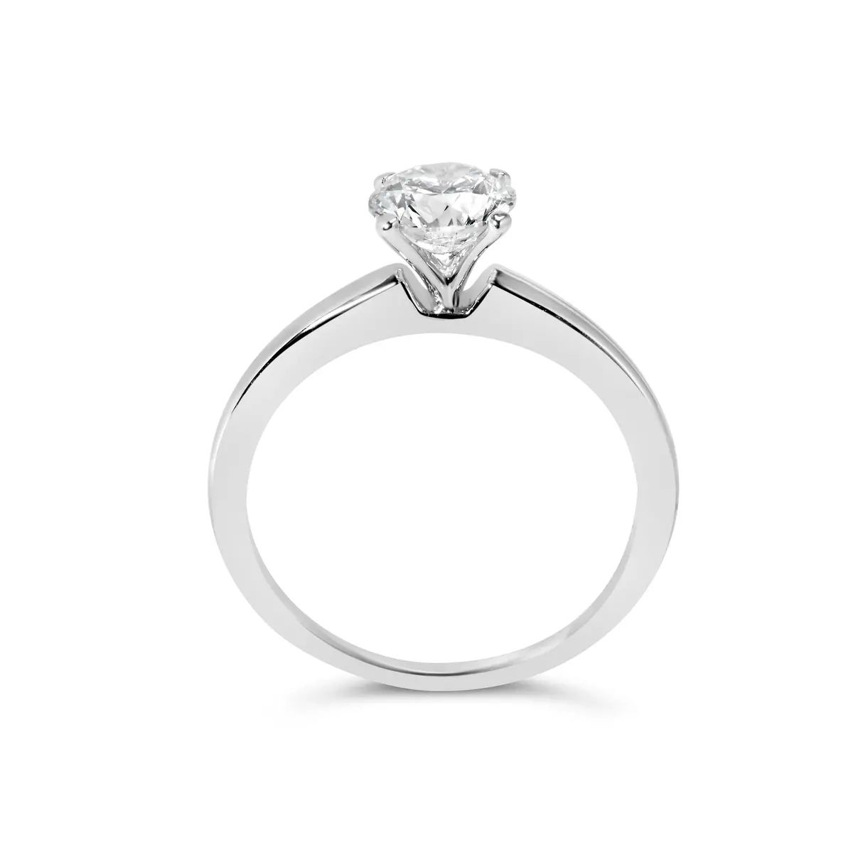 14K White Gold 1.0 Cttw Round Lab Grown Diamond 4 Prong Solitaire Engagement Ring (F-G Color, Vs2-Si1 Clarity) - Ring Size 7 5