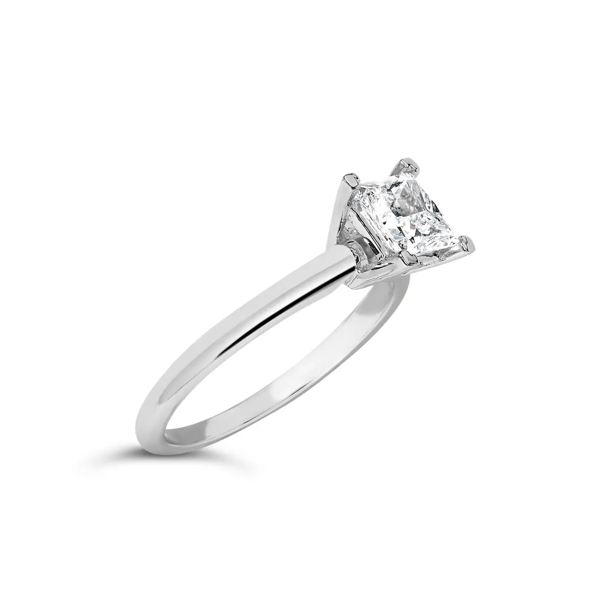 14K White Gold 1.0 Cttw Princess Lab-Grown Diamond Solitaire Engagement Ring (F-G Color, Vs1-Vs2 Clarity) - Ring Size 7 3