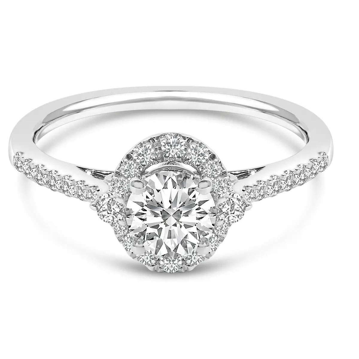 14K White Gold 1.00 Cttw Lab-Grown Diamond Oval Shaped Halo Engagement Ring (F-G Color, Vs1-Vs2 Clarity) - Ring Size 7 1