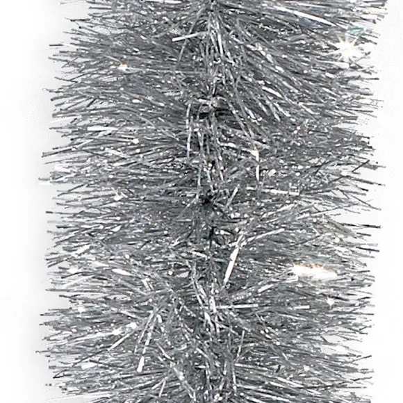 15' Super Plush Silver Tinsel Christmas Garland 1