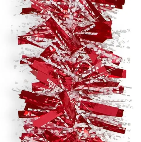 15' Fantasy Snowy Red Tinsel Christmas Garland 1