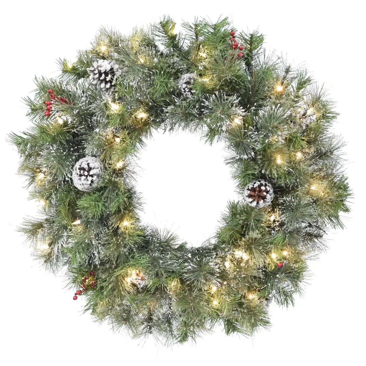 Frosted Mountain Ridge Pre-Lit Artificial Wreaths 1
