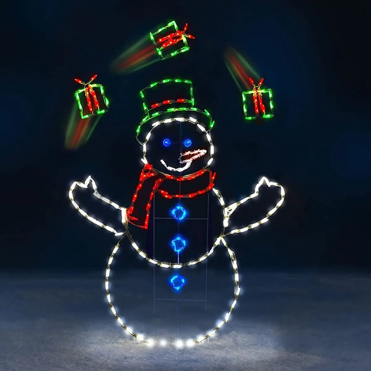 60" Juggling Snowman Animotion Outdoor Led Yard Decoration 1