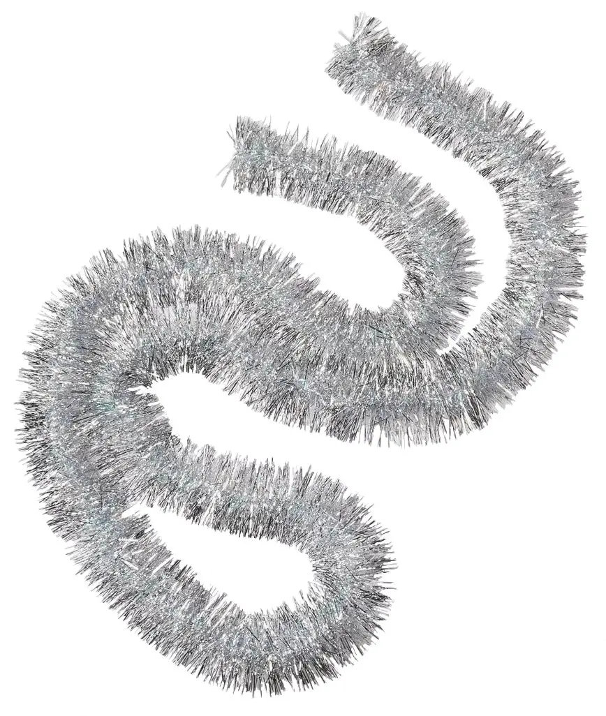 10' Iridescent Loop Silver Needle Tinsel Garland 1