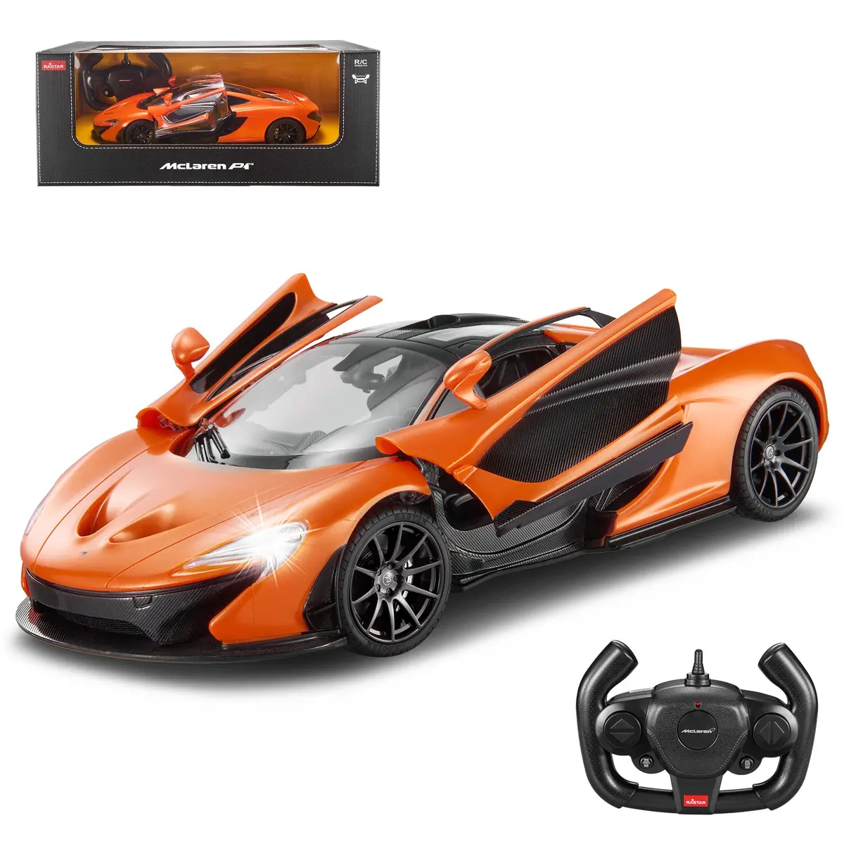 Mclaren P1 Rc Car 1/14 Scale Licensed Remote Control Toy Car With Automatic Open Doors And Working Lights By Rastar 1