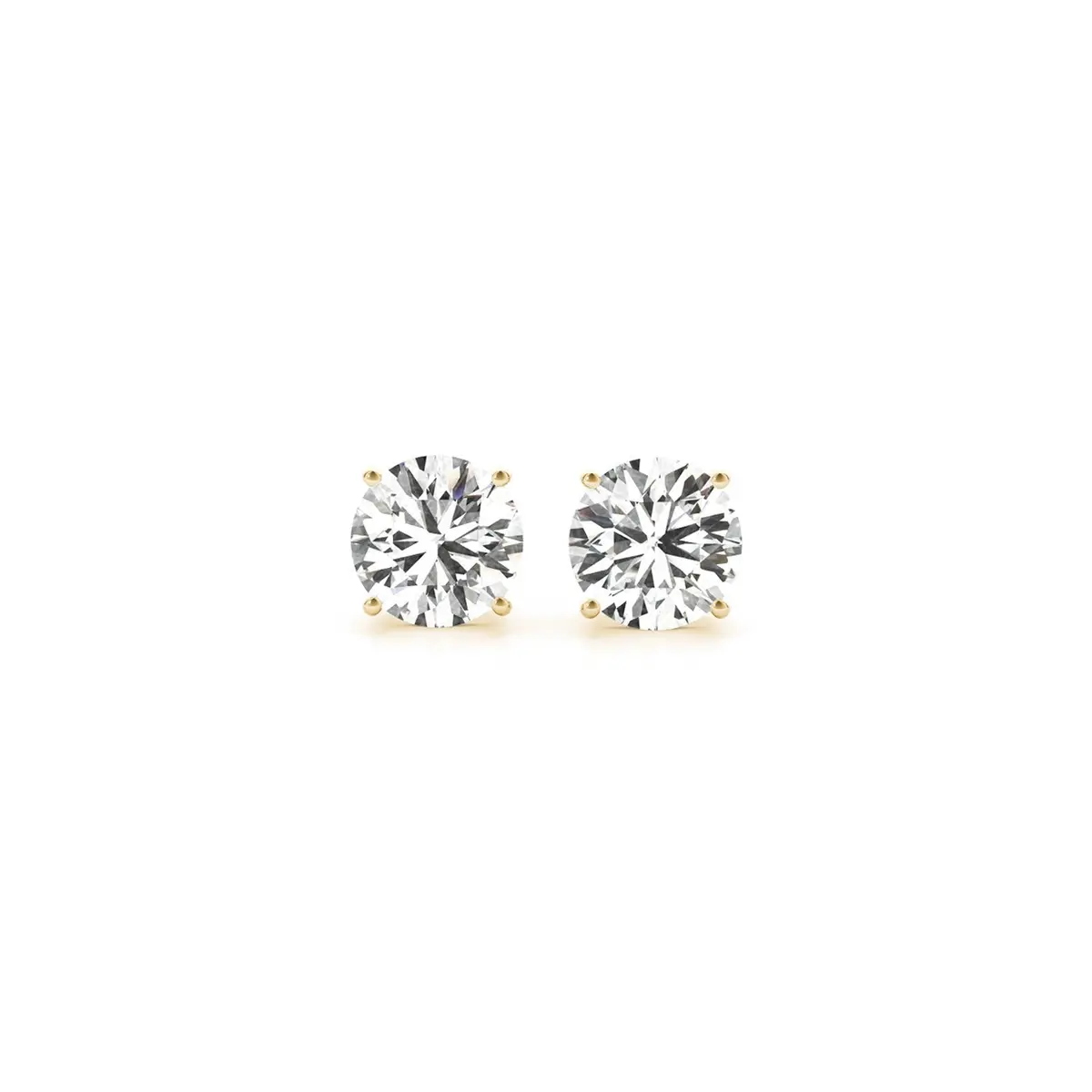 1 1/2 Cttw Certified Igi Lab Grown Round Diamond Stud Earrings 14K Yellow Gold (G/Vs2) 1