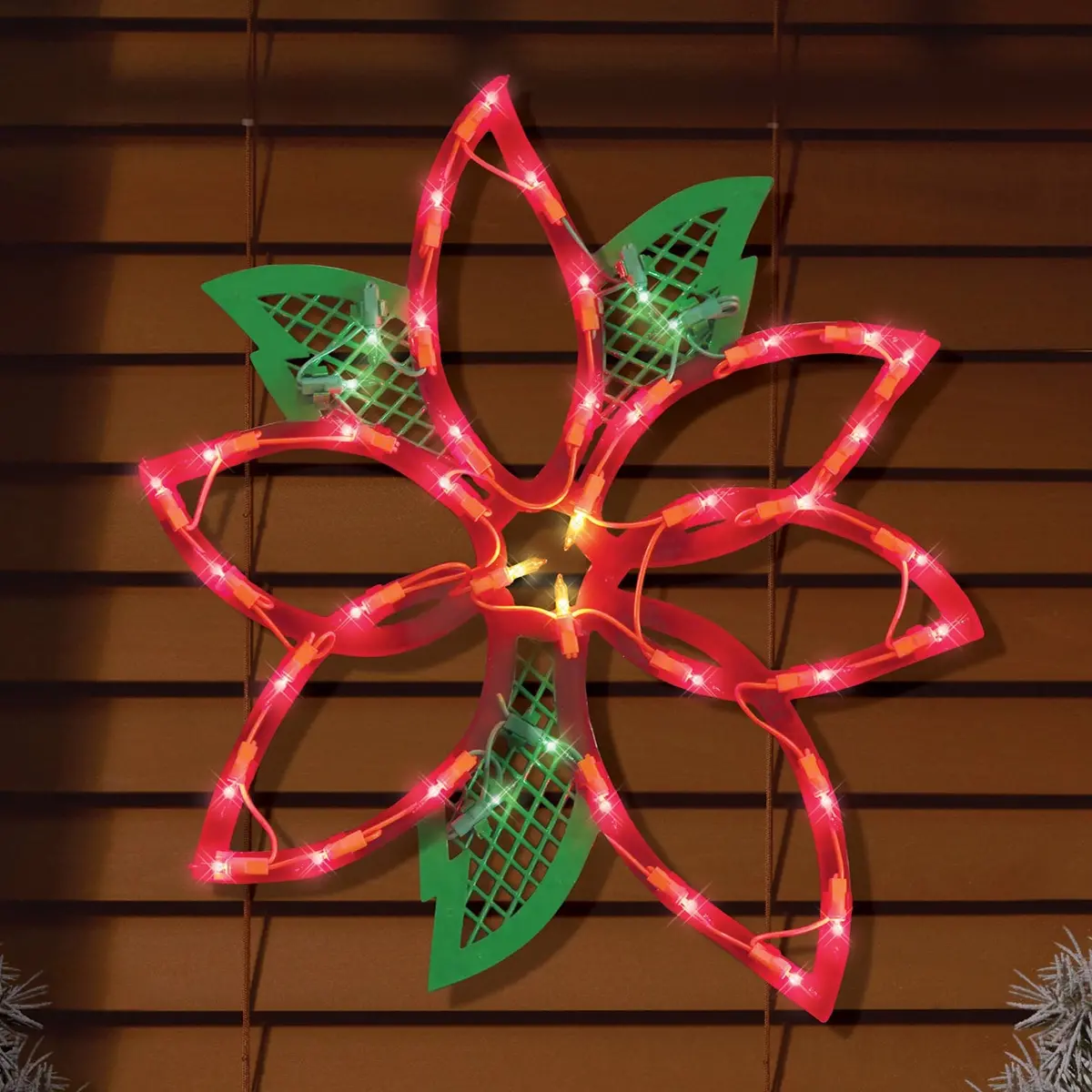 Lighted Poinsettia Window Silhouette 1