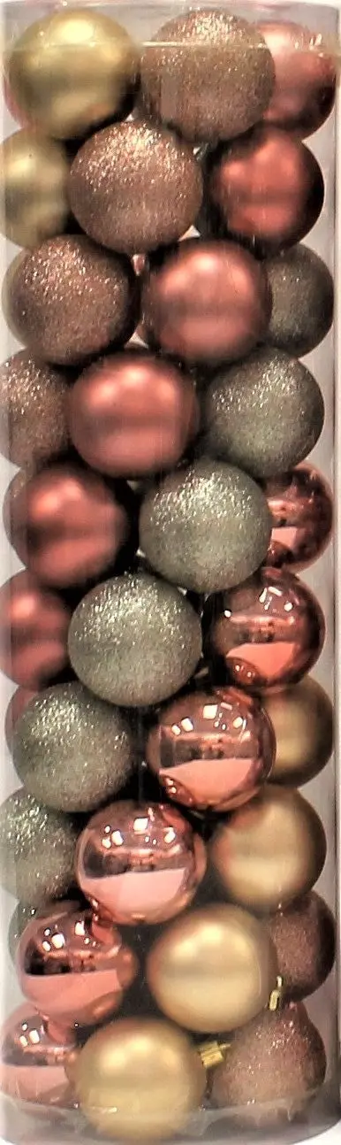 45-Pack Of 60Mm Shatterproof Ball Ornaments (Rose Gold/Champagne/Mist Green/Gold) 1