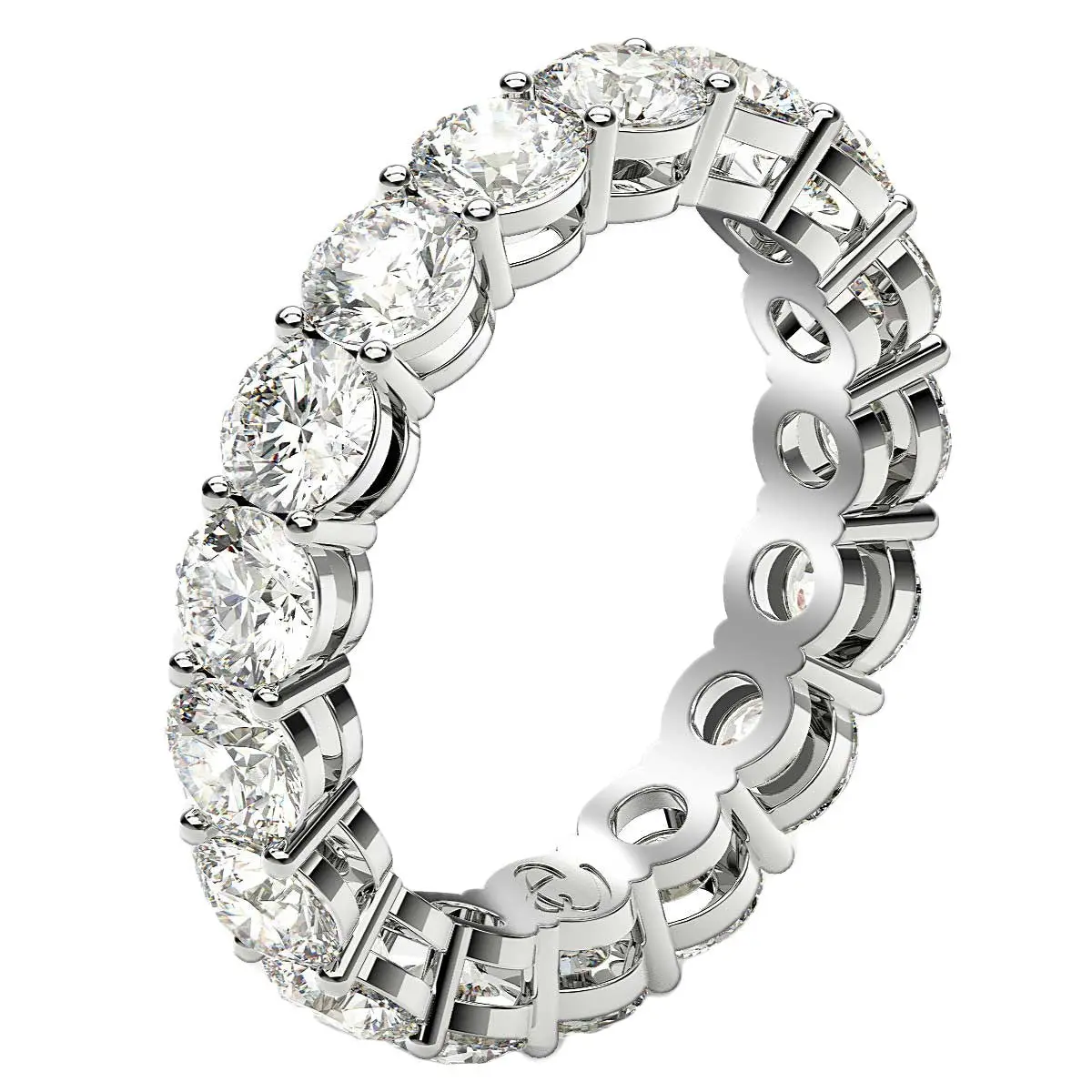 Round Cut Lab Grown Diamond Eternity Ring In 14K White Gold (3 Cttw Fg/Vs2) 4