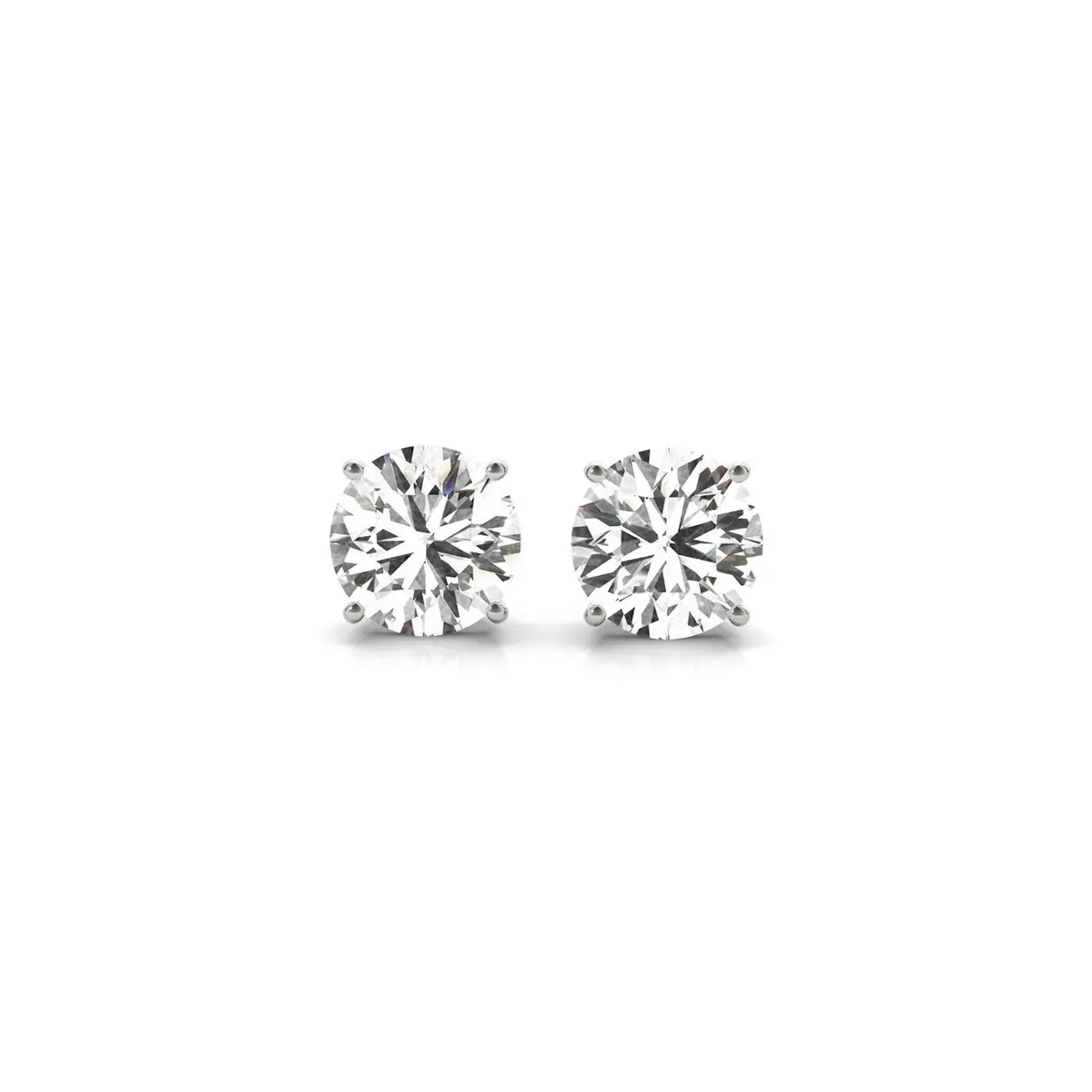 2 Cttw Certified Igi Lab Grown Round Diamond Stud Earrings 14K White Gold (G/Vs2) 1
