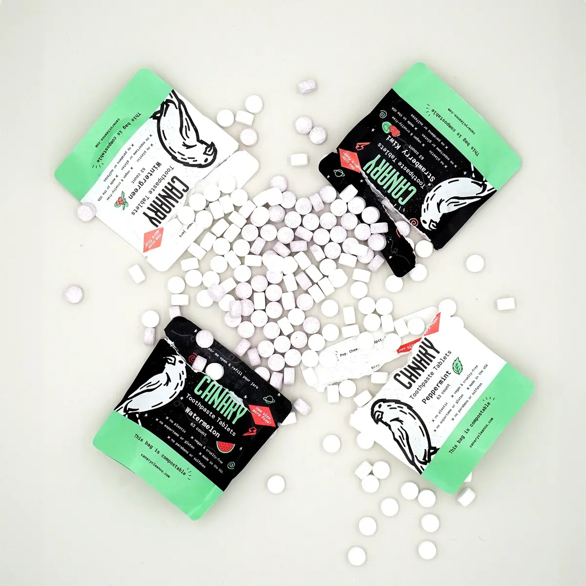 4 Pack Sampler Of Canary Toothpaste Tablets 1