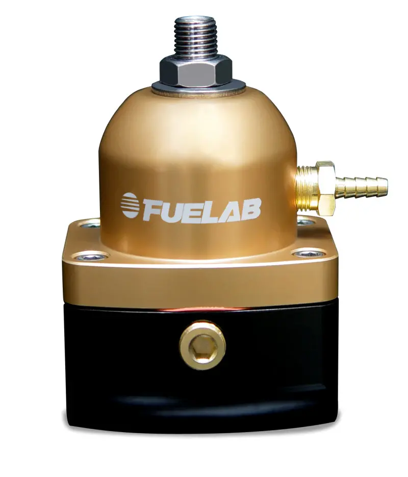 Fuelab Adjustable Tbi Fuel Pressure Regulator – 10–25 Psi, Dual -10An In / Single -6An Return, Gold Finish 1