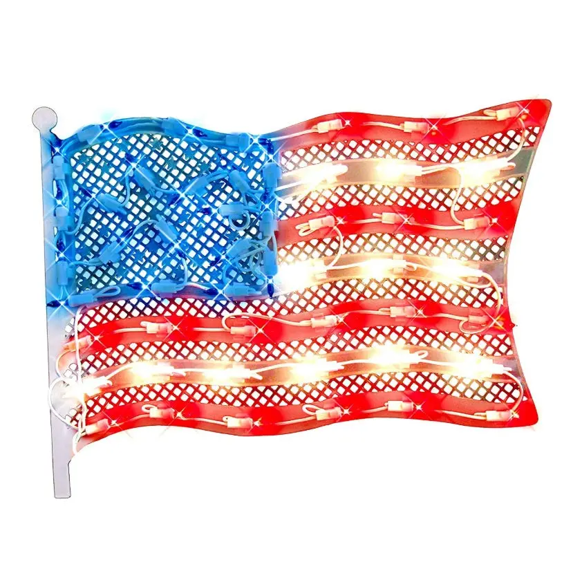 Grand Old Flag Patriotic Lighted Window Decoration 1