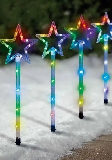 Set Of 4 Led Programmable Smart Star Driveway Markers - Remote & App Control 1