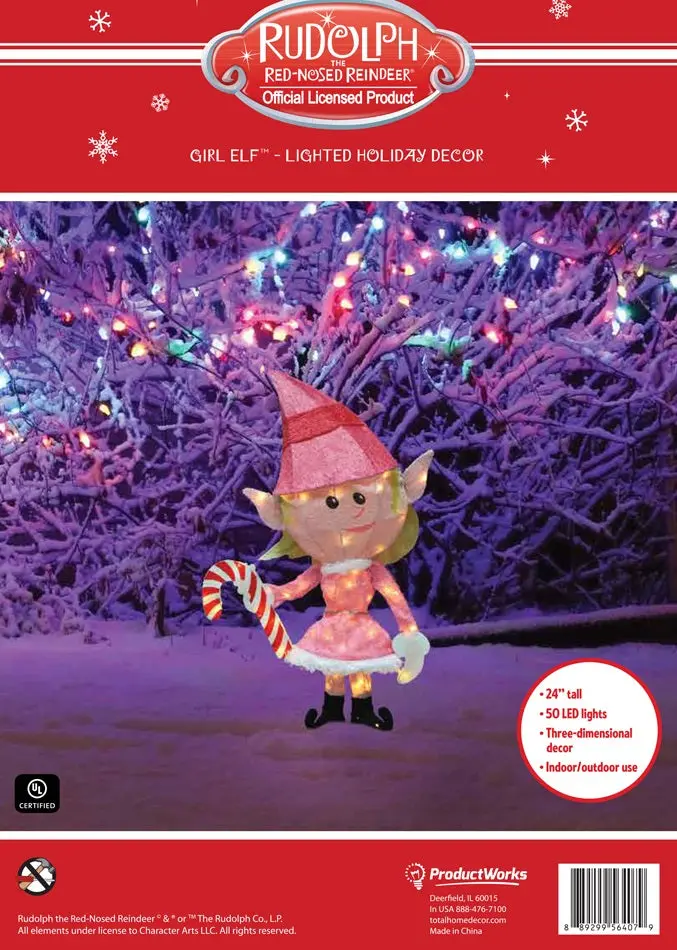 24" Girl Elf Lighted Holiday Decor From Rudolph The Red-Nosed Reindeer 2