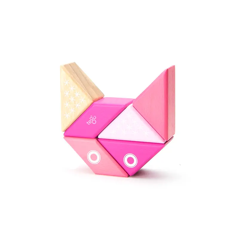 Tegu Travel Pals - Kitty  Magnetic Wooden Blocks  6 Pieces 1