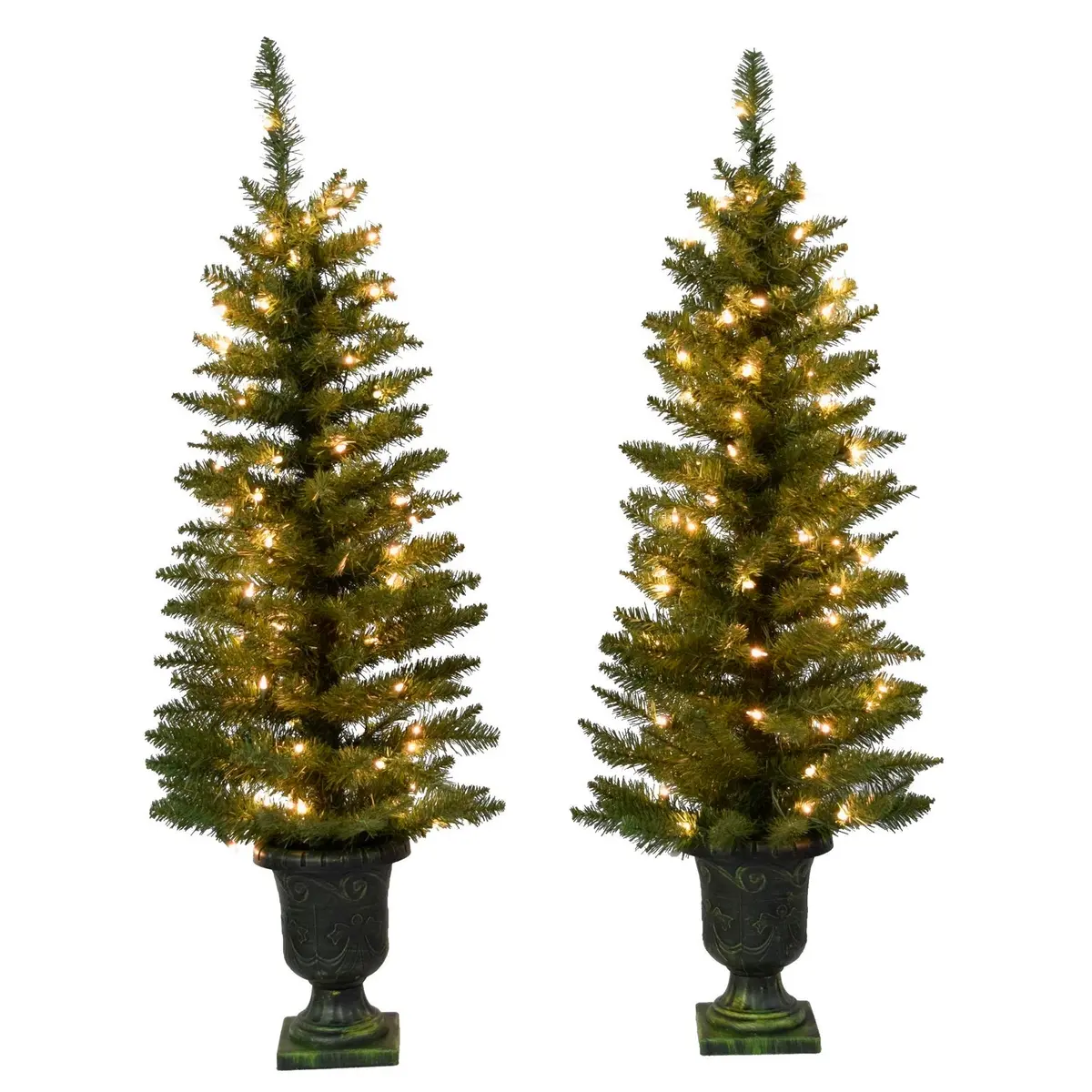 2-Piece 4'  Pre-Lit Artificial Foyer Trees 1