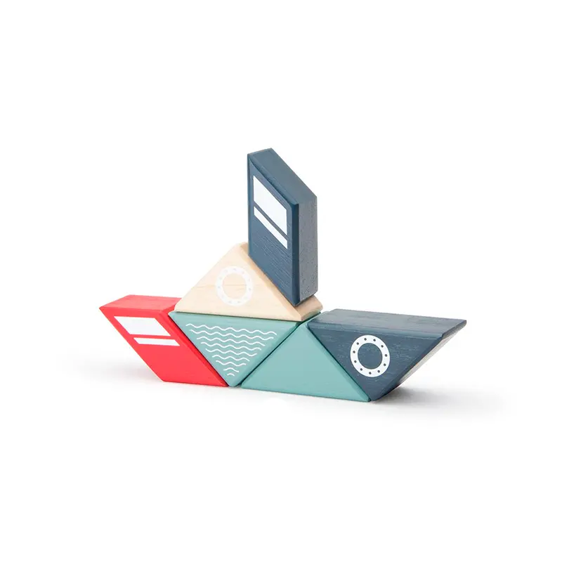 Tegu Travel Pals - Tugboat  Magnetic Wooden Blocks  6 Pieces 1