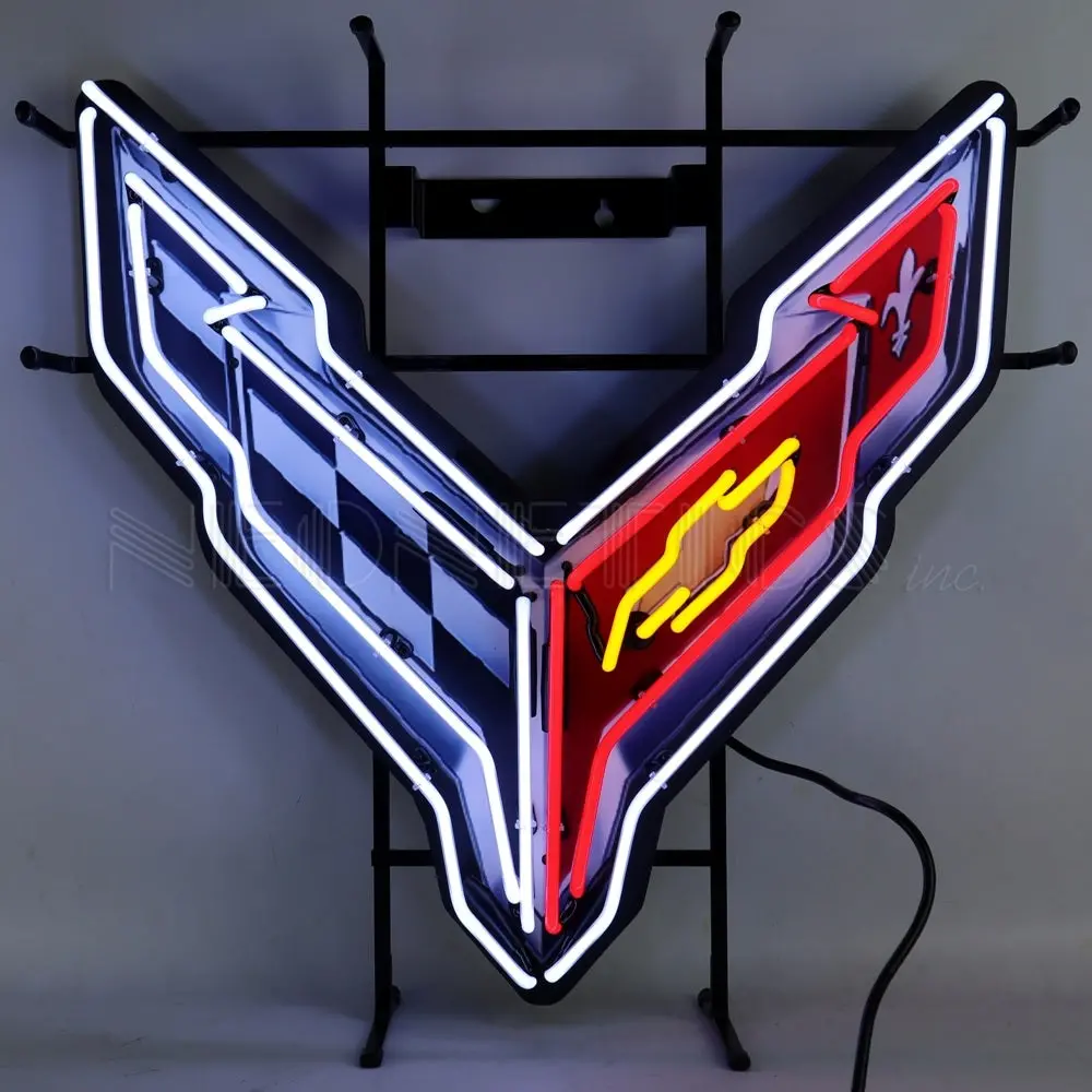 Neonetics Corvette C8 Neon Sign With Backing 1