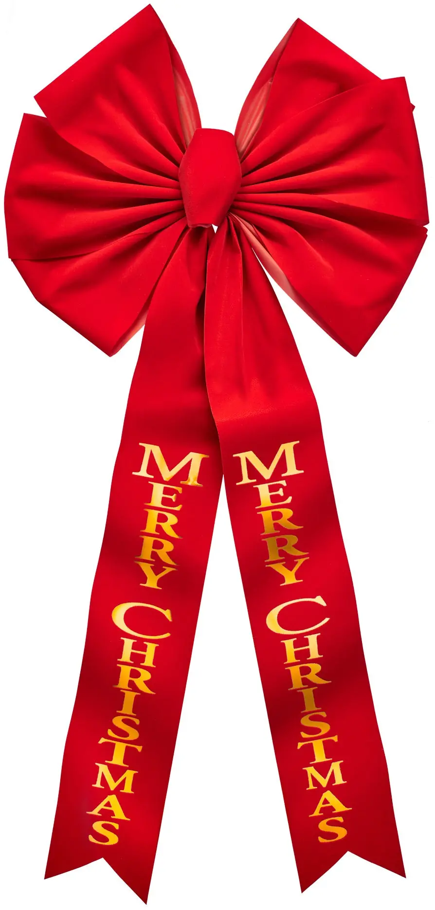18" X 36" Deluxe Red Velvet "Merry Christmas" 7-Loop Bow 1