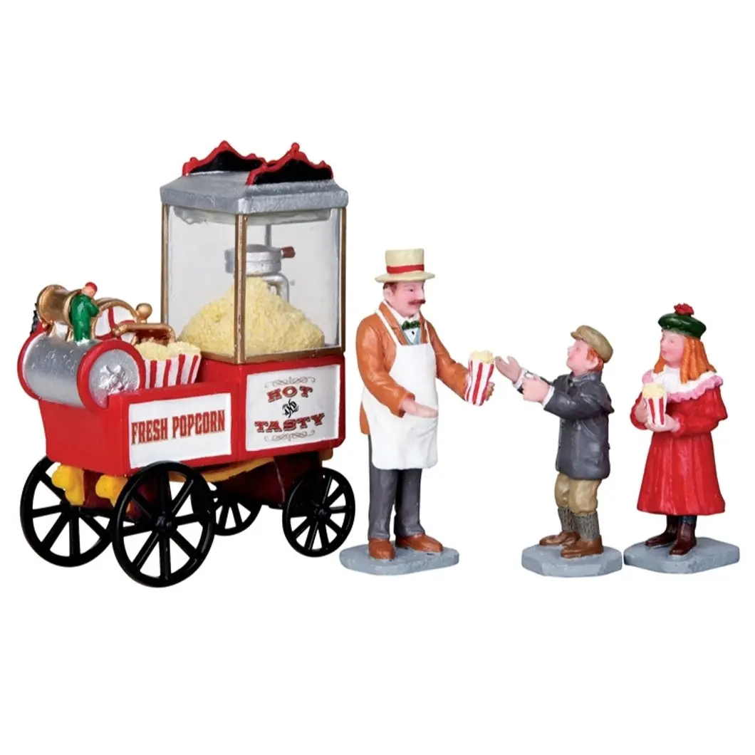 Lemax Carnival Figurines: Popcorn Seller, Set Of 4 #02832 1