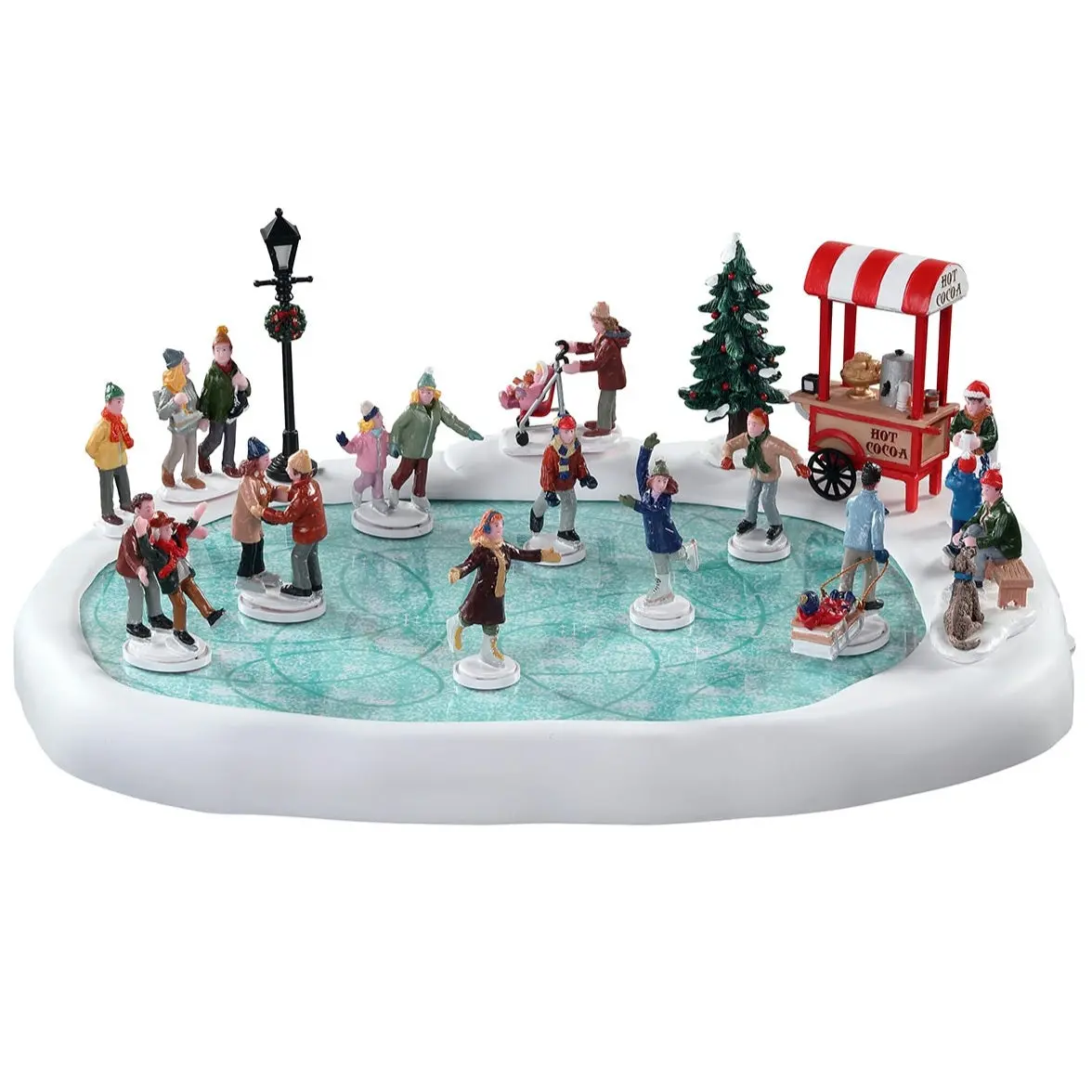 Lemax Vail Village Sights & Sounds: Village Skating Pond With Sound, Set Of 18 #94048 1