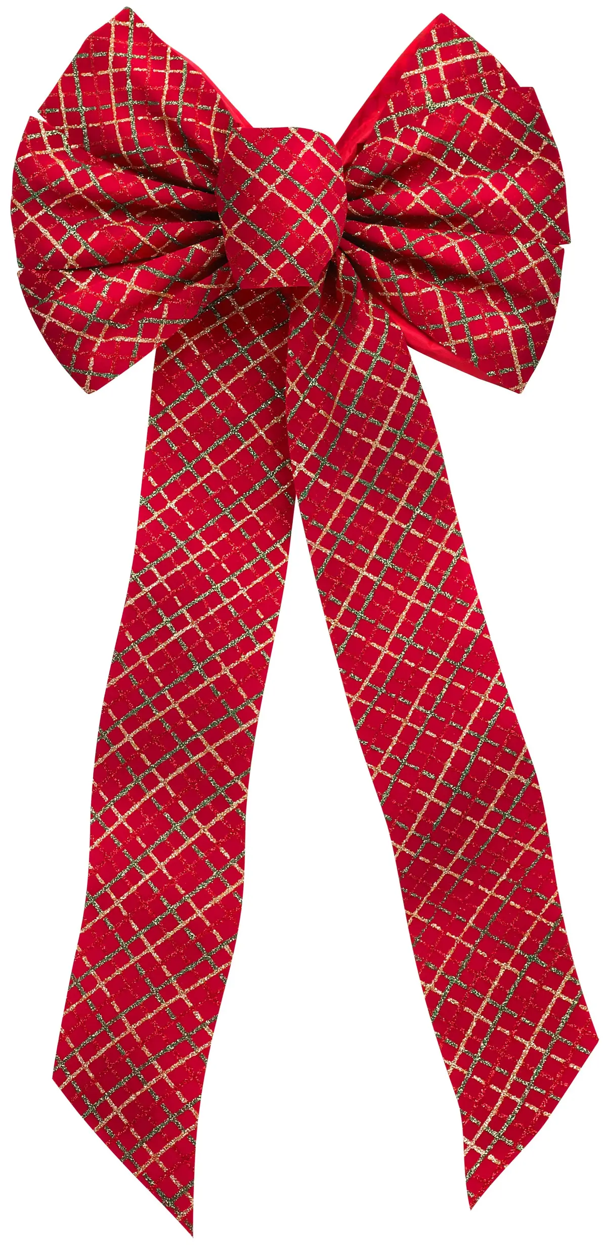 10" X 22" Glittered Plaid 7-Loop Christmas Bow 1