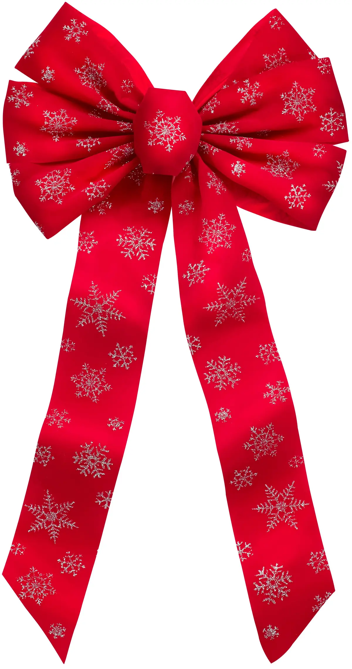 12" X 26" Glittering Red Velvet Silver Snowflake Christmas Bow 1