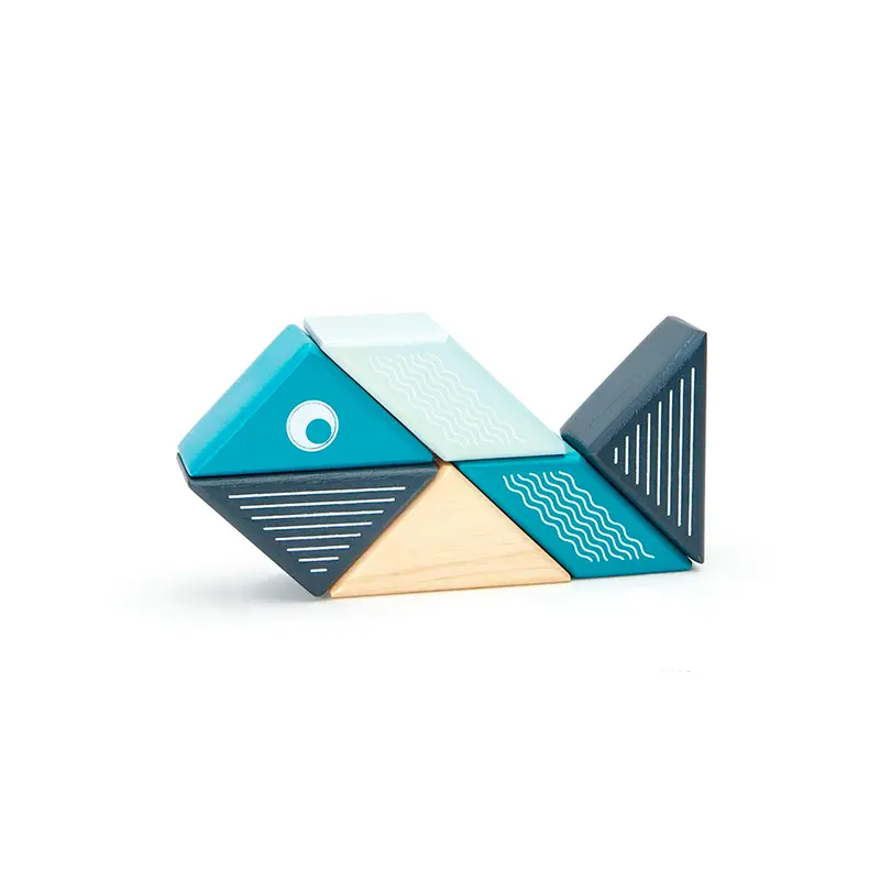 Tegu Travel Pals - Whale  Magnetic Wooden Blocks  6 Pieces 1