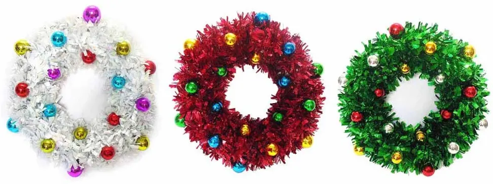 18" Tinsel Wreath With Shatterproof Ornament 1