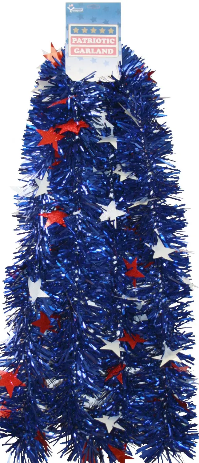 Patriotic Jumbo Holographic Tinsel Garland 2