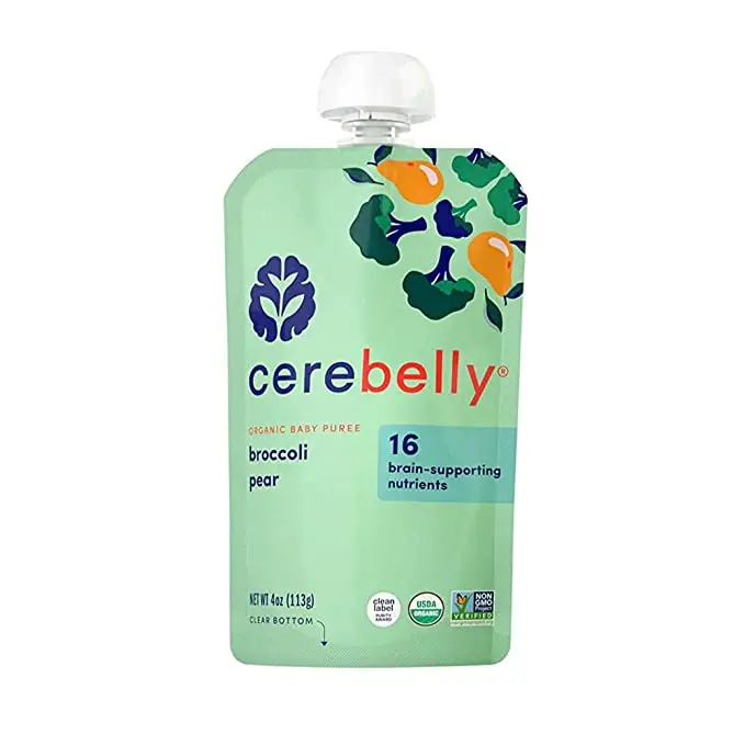 Cerebelly Broccoli Pear Puree Pouches (Pack Of 6-4 Oz) 1