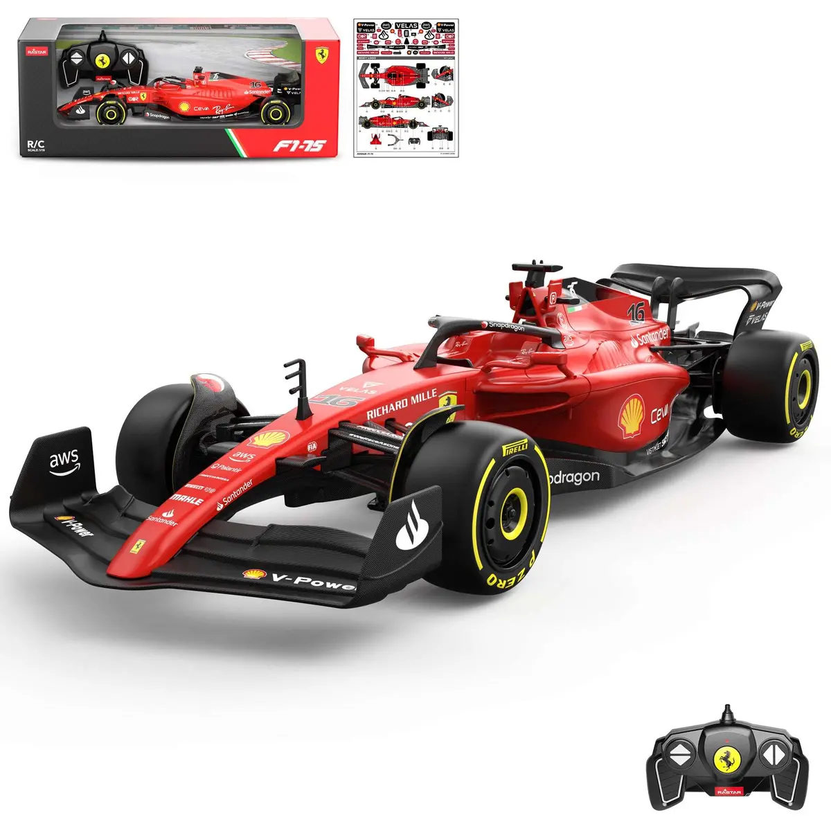 Ferrari F1 75 Rc Car 1/18 Scale Licensed Remote Control Toy Car, Official F1 Merchandise By Rastar 1