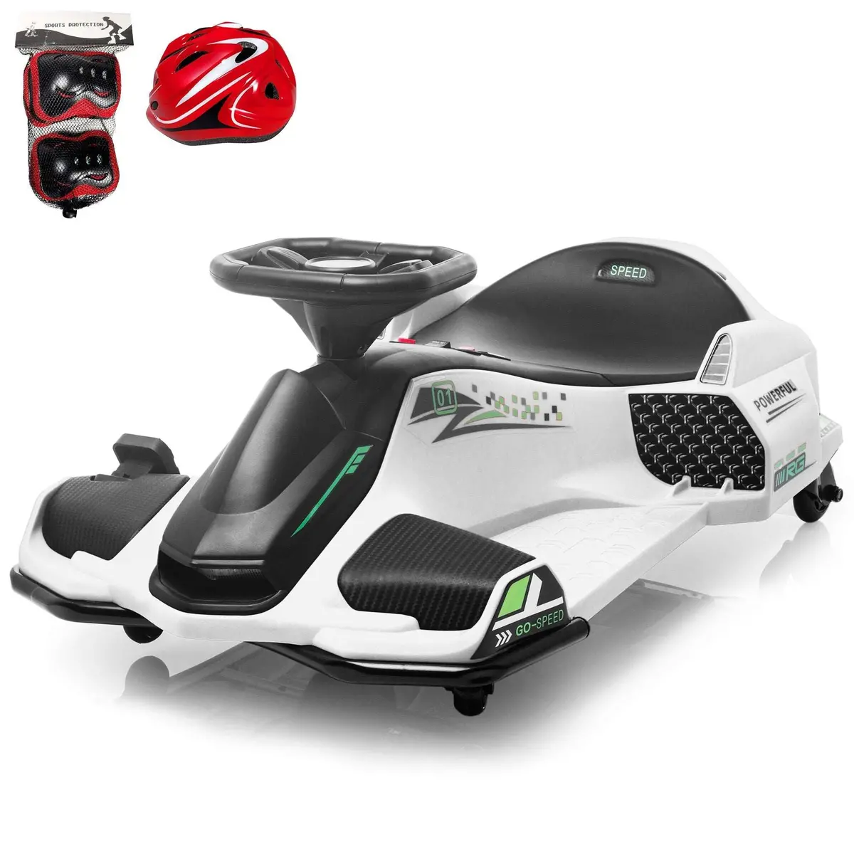 Brushless 24V Go Kart, Thunderdrift™ High-Speed Outdoor Drifter With Variable Speed Throttle And Bonus Protective Gears 1