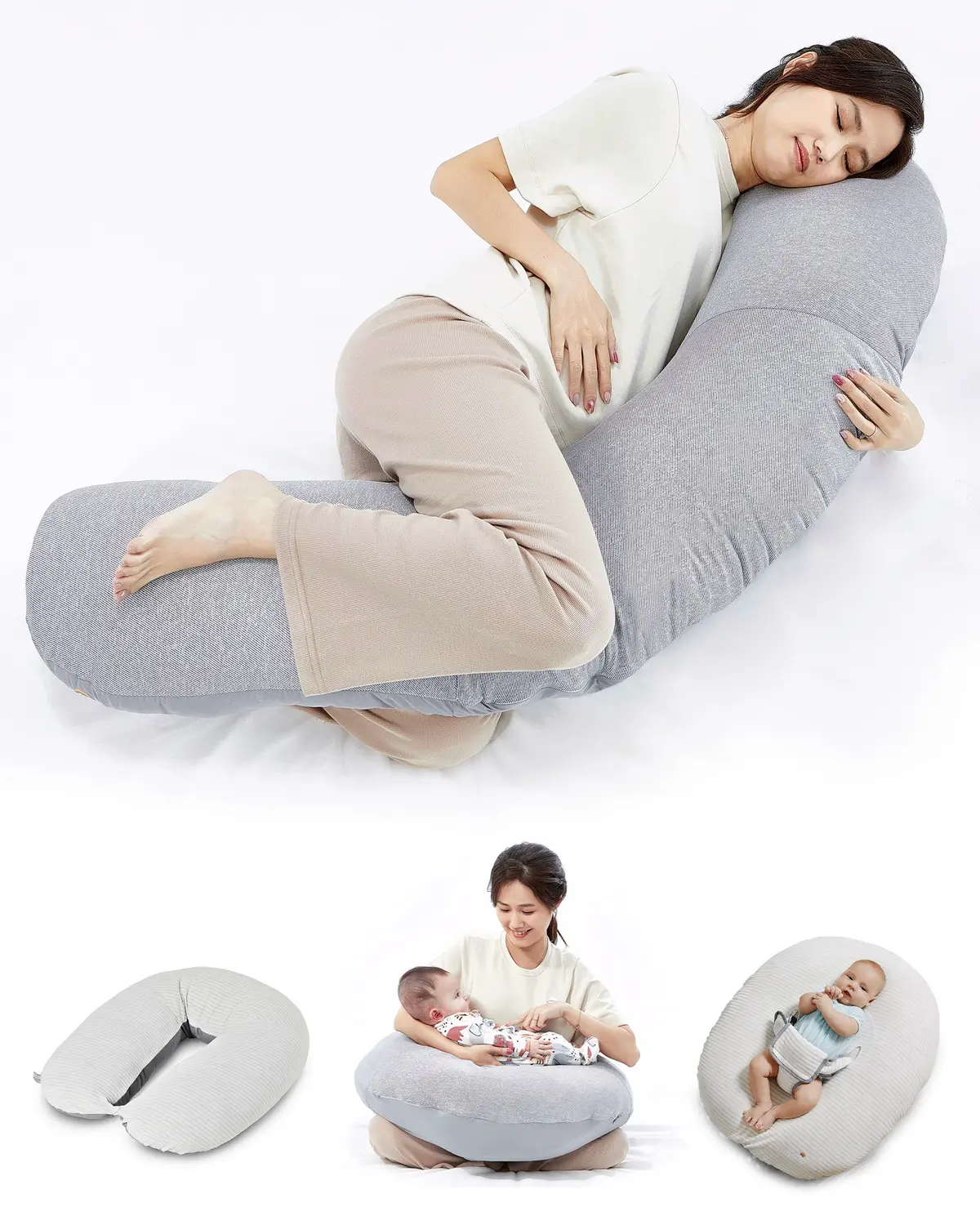Unilove Hopo 7-In-1 Pregnancy & Nursing Pillow, C-Shape - Oreiller De Corps, Support For Back, Hips, Legs, Belly 1
