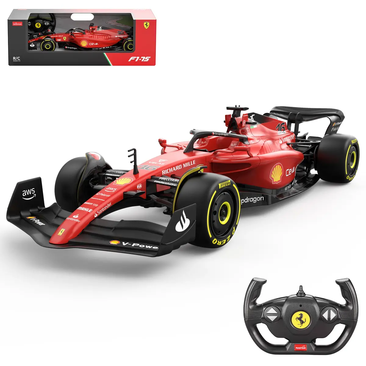Ferrari F1 75 Rc Car 1/12 Scale Licensed Remote Control Toy Car, Official F1 Merchandise By Rastar 1