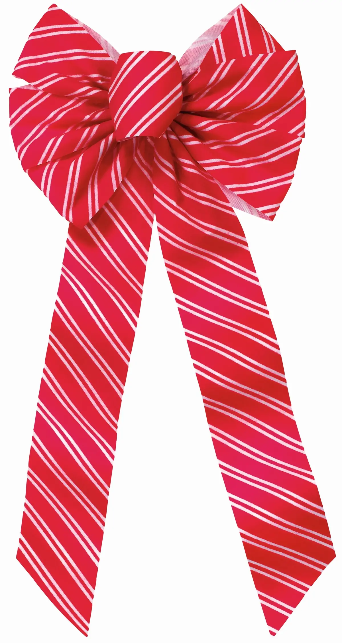 10" X 22" Red Velvet 7-Loop Candy Cane Striped Christmas Bow 1