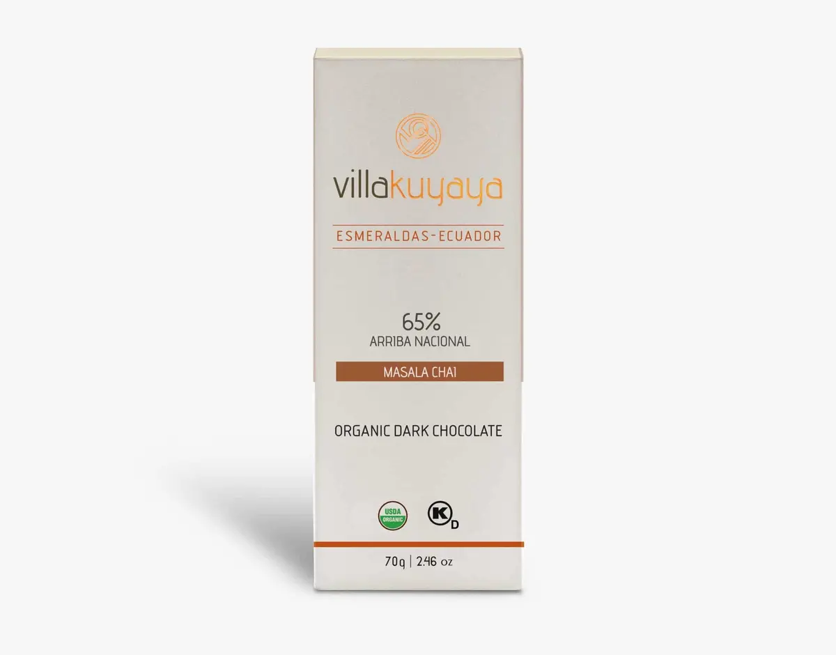 Villakuyaya Organic Dark Chocolate  Masala Chai 65% (10 Pack) 1