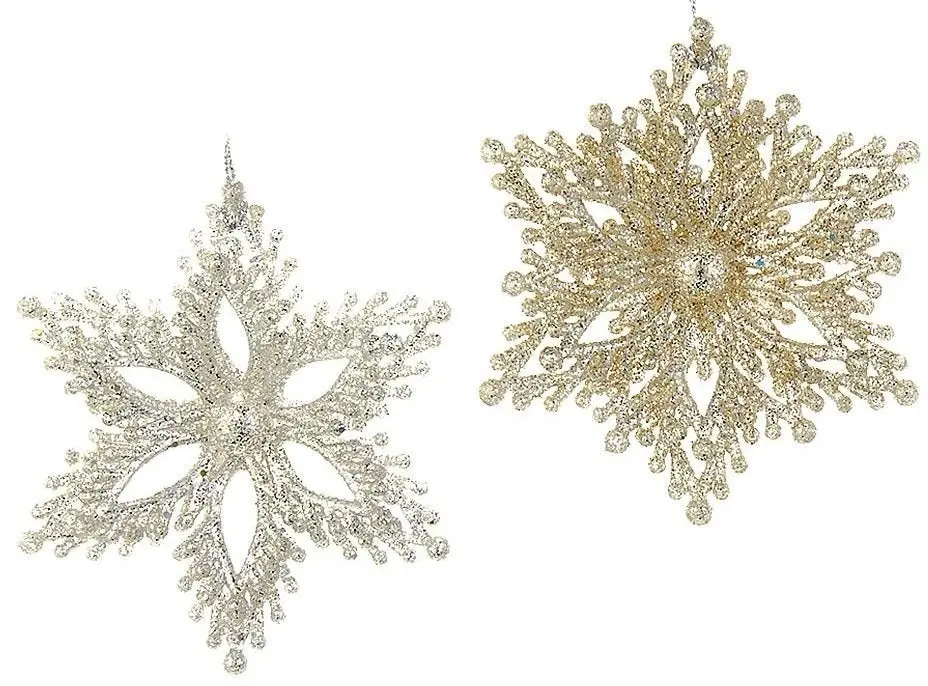 3" Platinum Glitter Snowflake Acrylic Ornaments 1